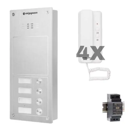 Türsprechanlagen Set Nippon für 4-Familienhaus - Optional mit RFID Zugangssystem