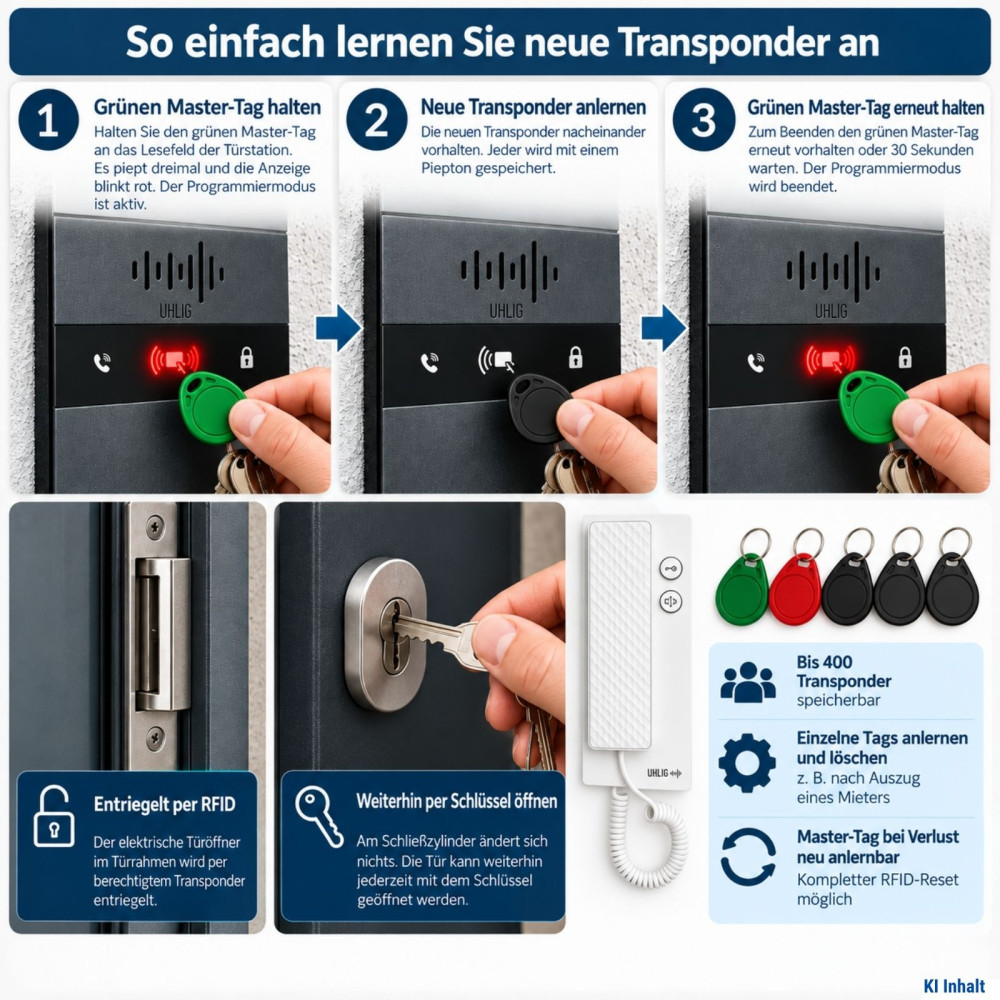 Preview: Anleitung: RFID-Transponder an der Saphir Türstation anlernen