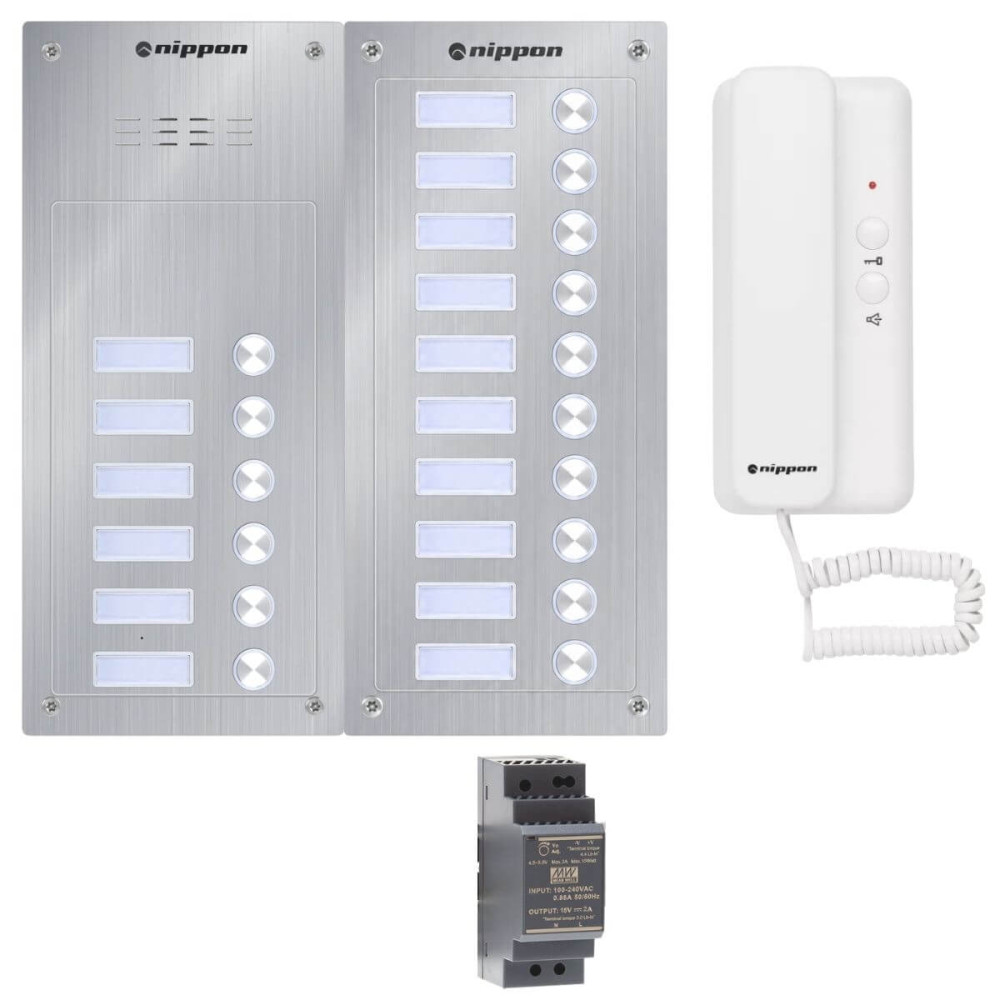 Preview: Nippon Türsprechanlage für 16 Parteien ohne RFID, Set gerade