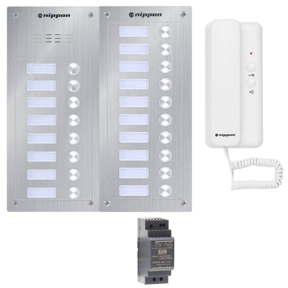 Preview: Nippon Türsprechanlage für 18 Parteien ohne RFID, Set gerade