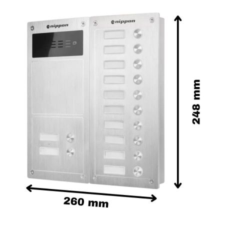 Preview: 2-Draht Klingelanlage und Türsprechanlage Nippon für 12-Parteien - Optional mit RFID Türschloss