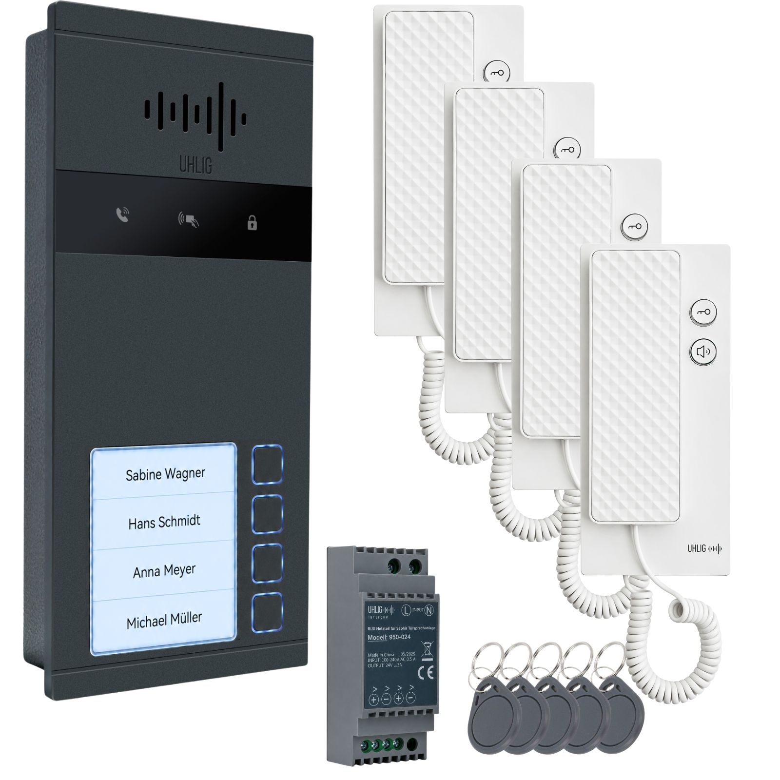 Saphir 2-Draht BUS Set für 4 Parteien