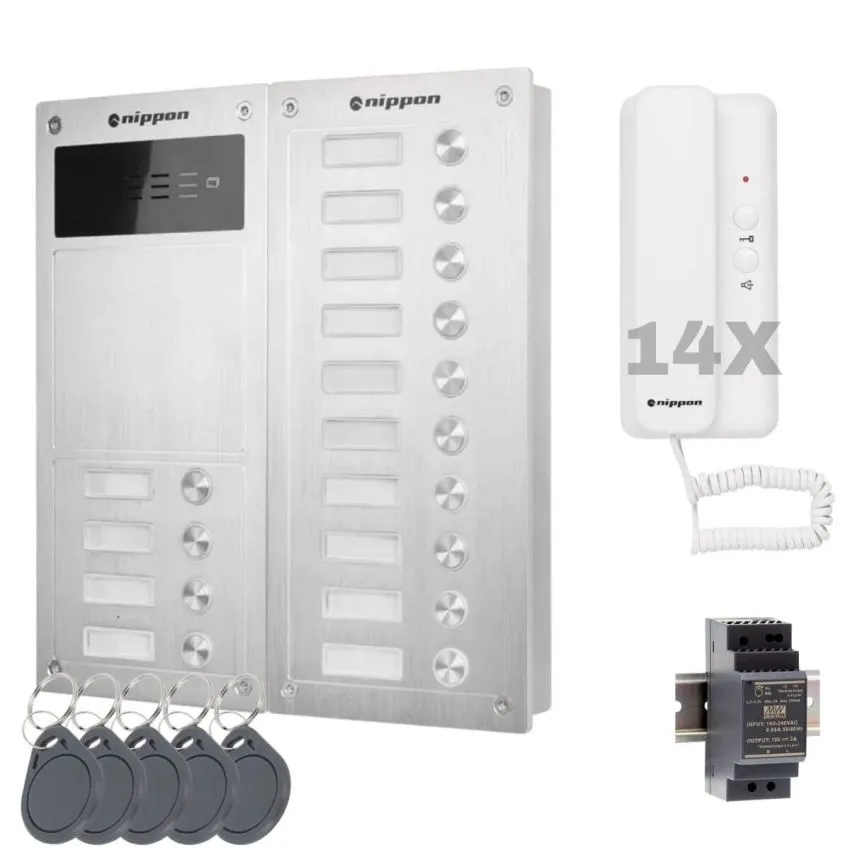 Nippon Türsprechanlagen Set für 14 Parteien